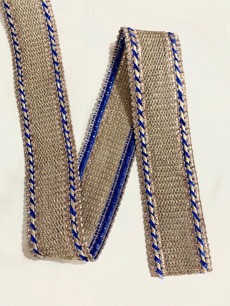 Rose Gold Trim, Rose Gold N Blue Trim, Woven Threads Trim, Bordered ...