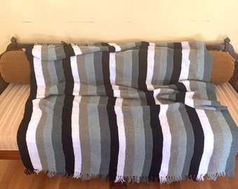 Woollen blanket,cosy comforter, chunky woollen throw, hand knitted couch cover