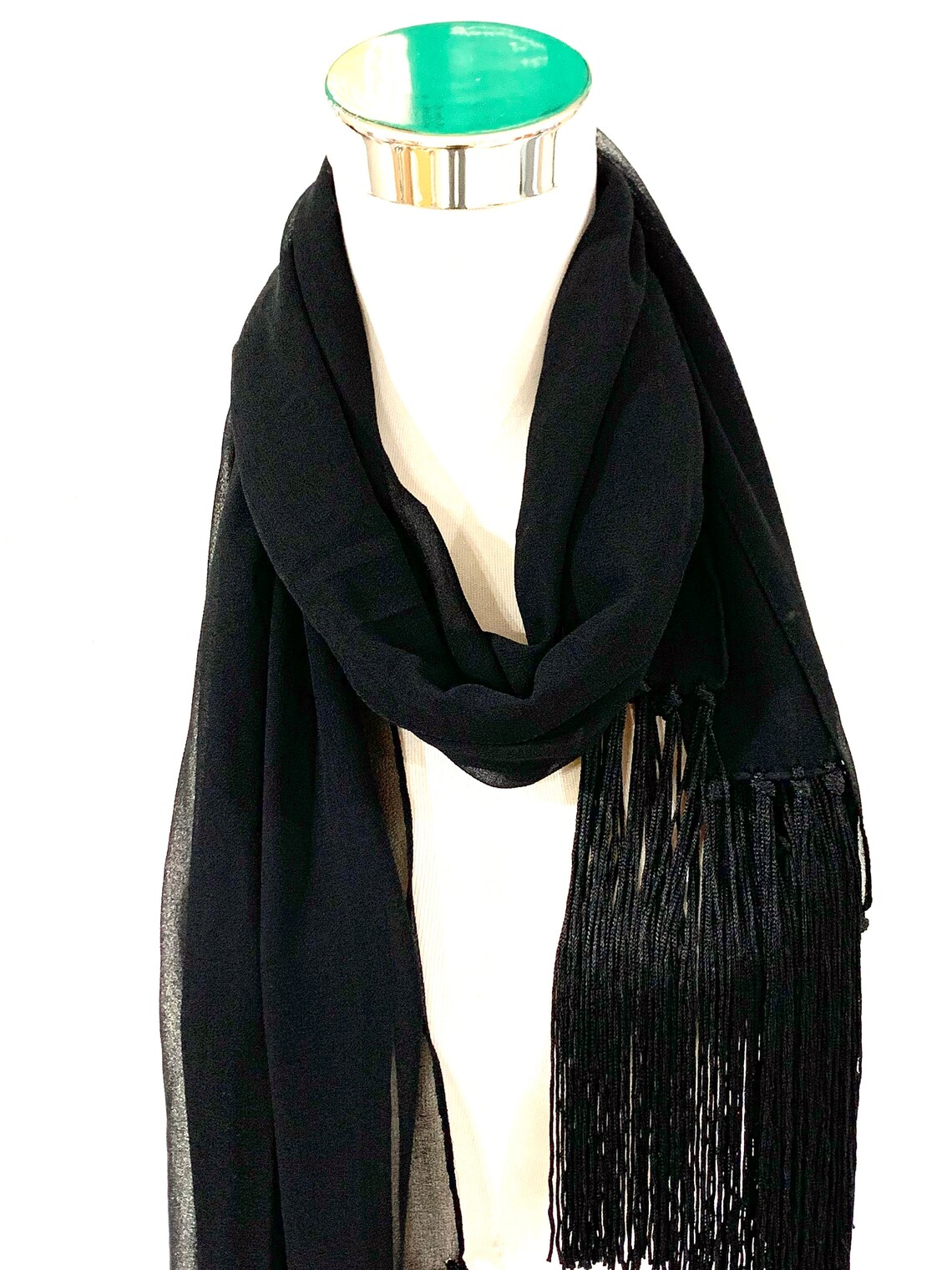 Classic Black Shawl Plain Black Fringed Shawl Must Have | Etsy