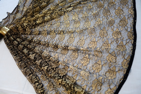 black and gold floral lace fabric - Black and Gold Fabric