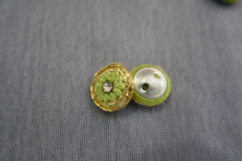 Hand Embroidered Button Crystal Buttons With Central Crystal Ideal for Special Occasions and Everyday Wear Navy Blue Gold Buttons