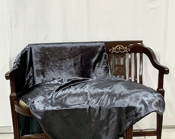 Grey crushed velvet throw, silver Grey velvet Blanket, 100% viscose velvet throw, Grey Luxurious throw.