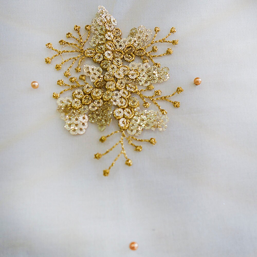 Elegant Sheer Fabric Golden Metallic Fabric Sequin Fabric Etsy