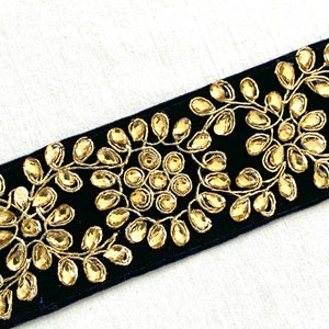 Guarnição de camurça azul marinho, guarnição de strass dourado, guarnição de azul marinho e ouro, guarnição de traje Boho, guarnição de decoração de casa, guarnição de borda luxuosa embelezada.