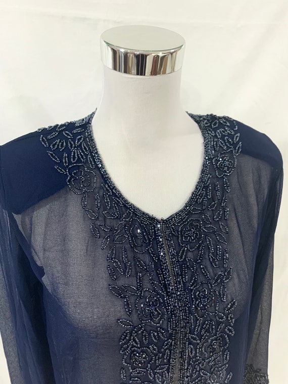 Navy Blue Jacket,Grey beaded Bolero Jacket, hand b