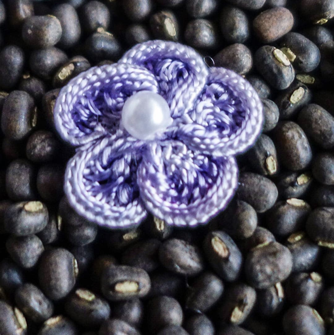 Small Woven Purple Ribbon Flowers With Pearl Centers Etsy