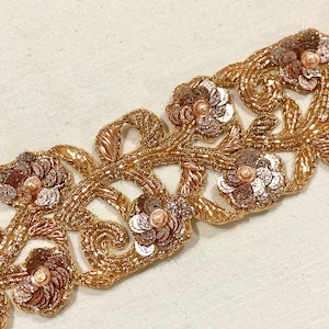 Alle Pink Gold Trim, Hand gestickte Rose Gold Trim, Braut n formelle Kleidung trimmen, Mehrzweck trimmen, Wohnkultur Trim, luxuriöse Schnitt Arbeit trimmen.