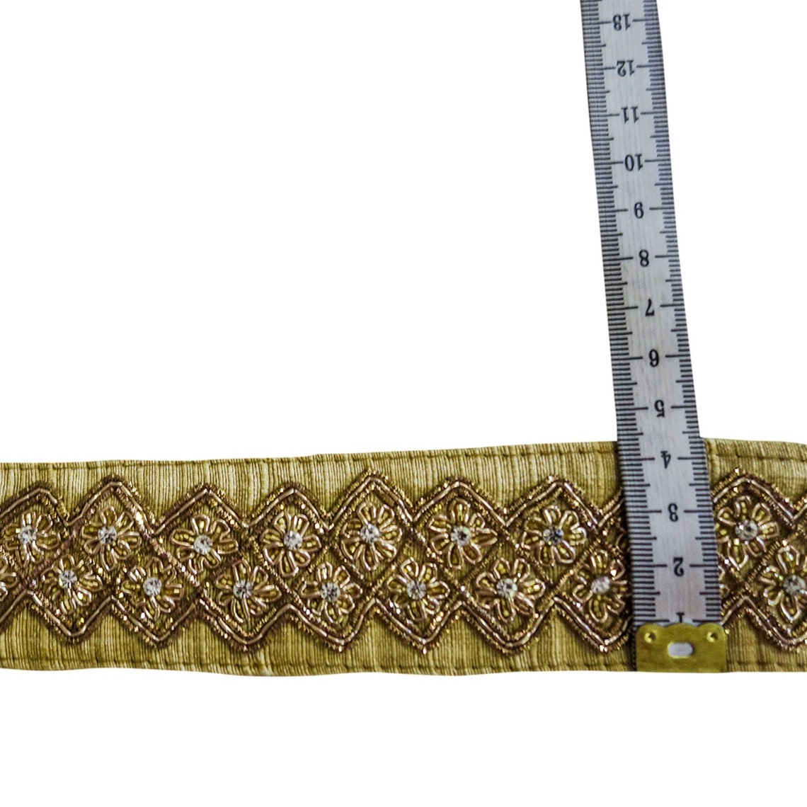 Antique Gold Trim Embroidered With Zardosi Thread & Crystals Etsy