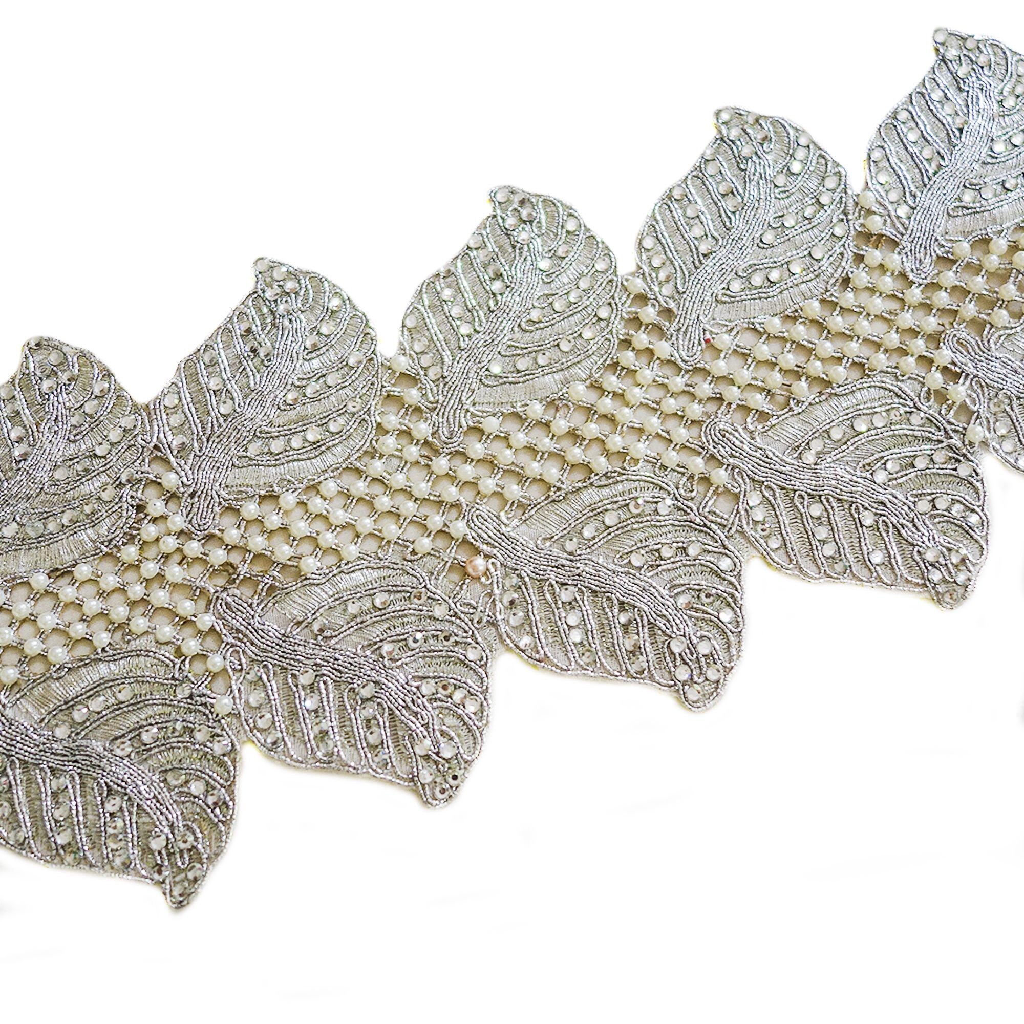 Rhinestones Trim Wide Lace Trim Beaded Trim Embellished Wide