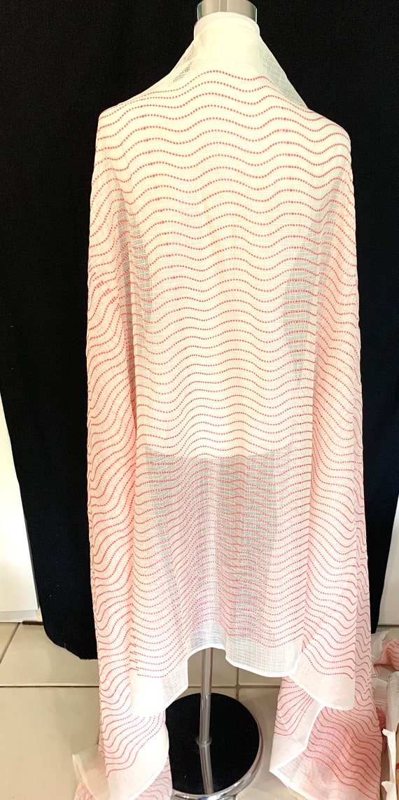 Ultra Thin Pink Cotton Silk Fabric, Fine Wavy Embroidered Pattern Material, Ladies Casual Wear Summer Cardigan Shawl Scarf, Fashion Sewing