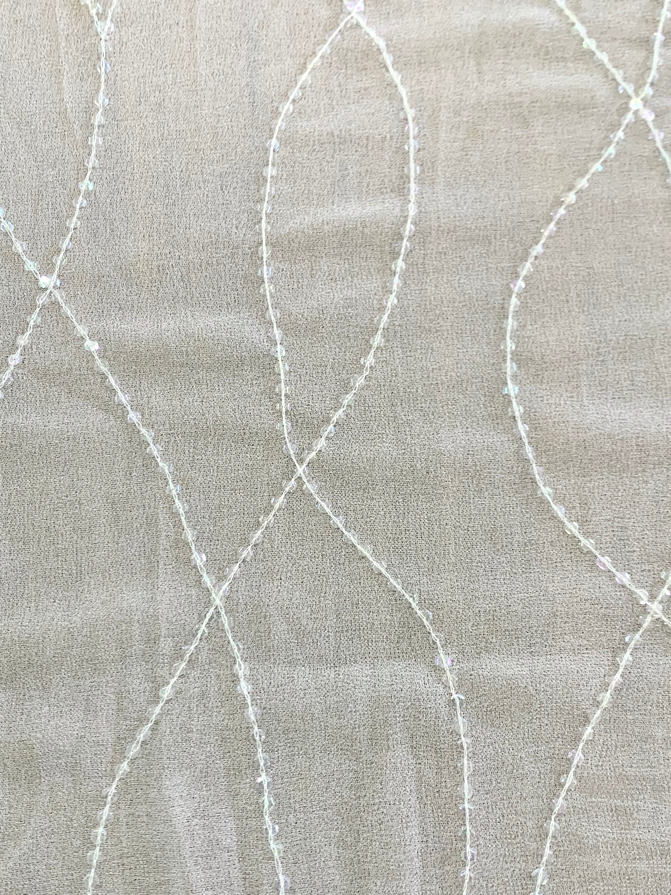 White Fabric Georgette Fabric - Hand Beaded Fabric - Sequined Fabric - Formal wear Fabric - Bridal Gown Fabric - DIY Sewing Fabric.