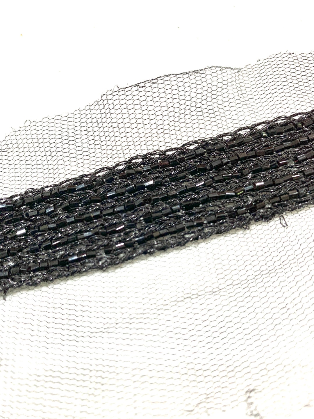 Black Beaded Trim,black Hand Beaded Trim, Fashion Trim, Sash Trim,sari