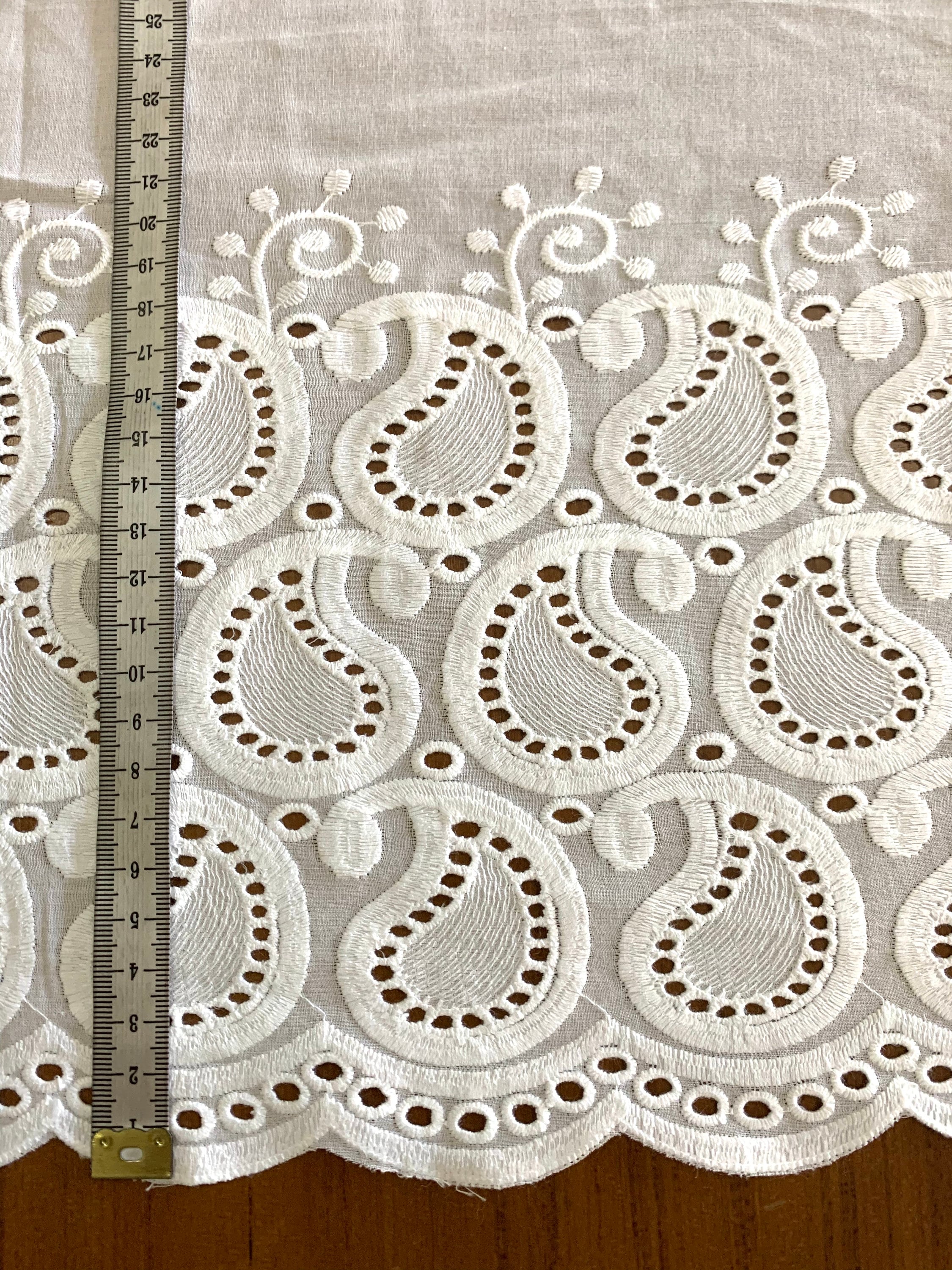 Embroidered Terry Cotton Fabric White Lace Trim Scallop Edge Etsy