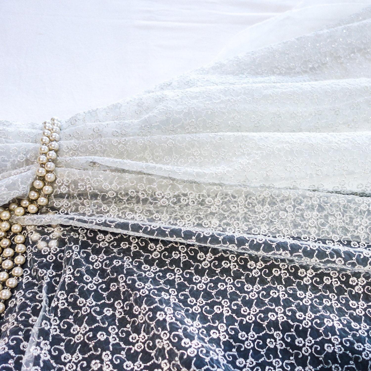 Black Copper Silver Metallic Organza Fabric main image 1
