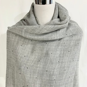 Silver Grey Luxurious Cashmere wool shawl, Soft grey Cashmere wool shawl, Hand woven cashmere shawl, cashmere shawl with Crystals.