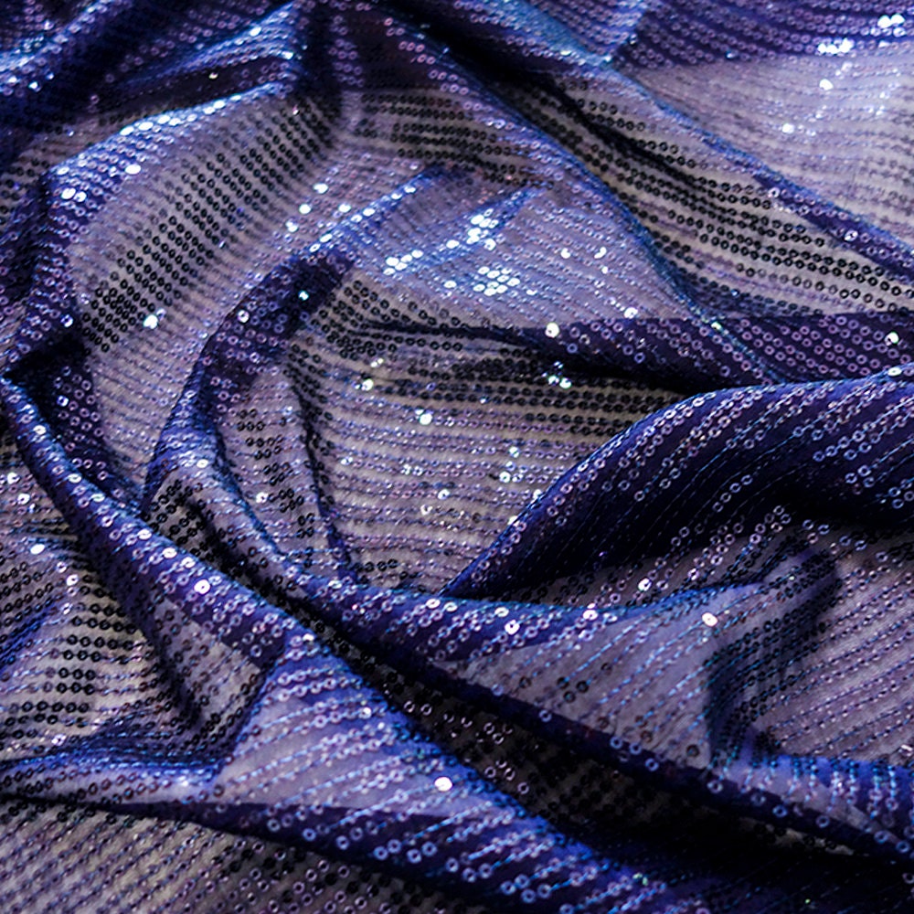 Navy Blue Georgette Sequin Fabric