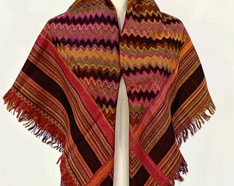 Orange n Black silk wool shawl, Luxurious square scarf shawl, feel good shawl. Winter shawl scarf, Reversible Jacquard scarf shawl.