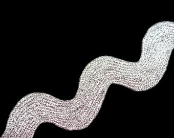 Wide Lace Trim - - Silver Thick Rickrack Waves Trim - Dressing Gown Trim (SALE)