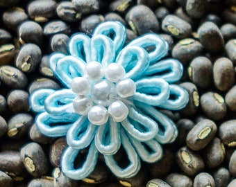 Miniature Blue Layered Squiggle Flowers with Beaded Centers