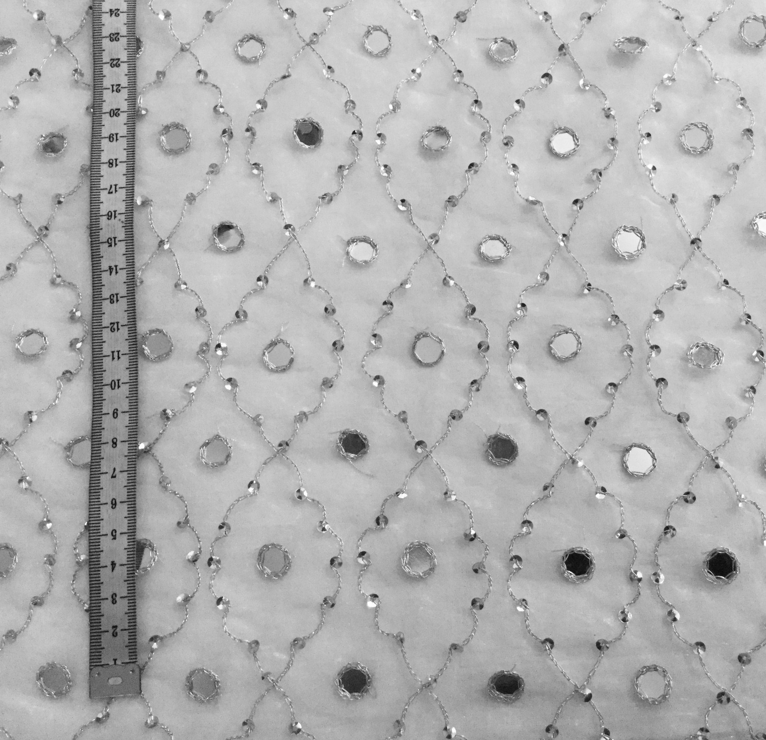 Hand Beaded Silver Organza With Metallic Threads Silver Etsy Australia