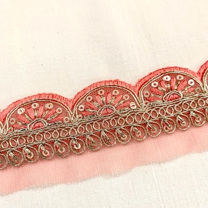 Acabamento rosa e dourado claro, acabamento bordado cinza, acabamento de bordas, acabamento de decoração para casa, acabamento formal de base de tule, fabricação de bonecas, acabamento de costura DIY.