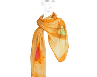 Hand Painted Orange Scarf