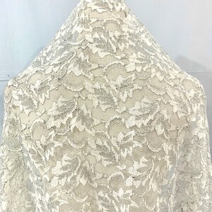 White n Silver lace Fabric - White lace Fabric - DIY Sewing Fabric - Embroidered lace Fabric - Wedding Gown Fabric - Bridal Dress Fabric.