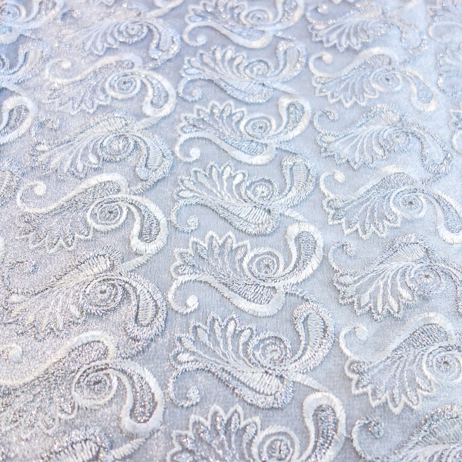 Silver Organza Fabric Shimmering Sheer Fabric With White Etsy