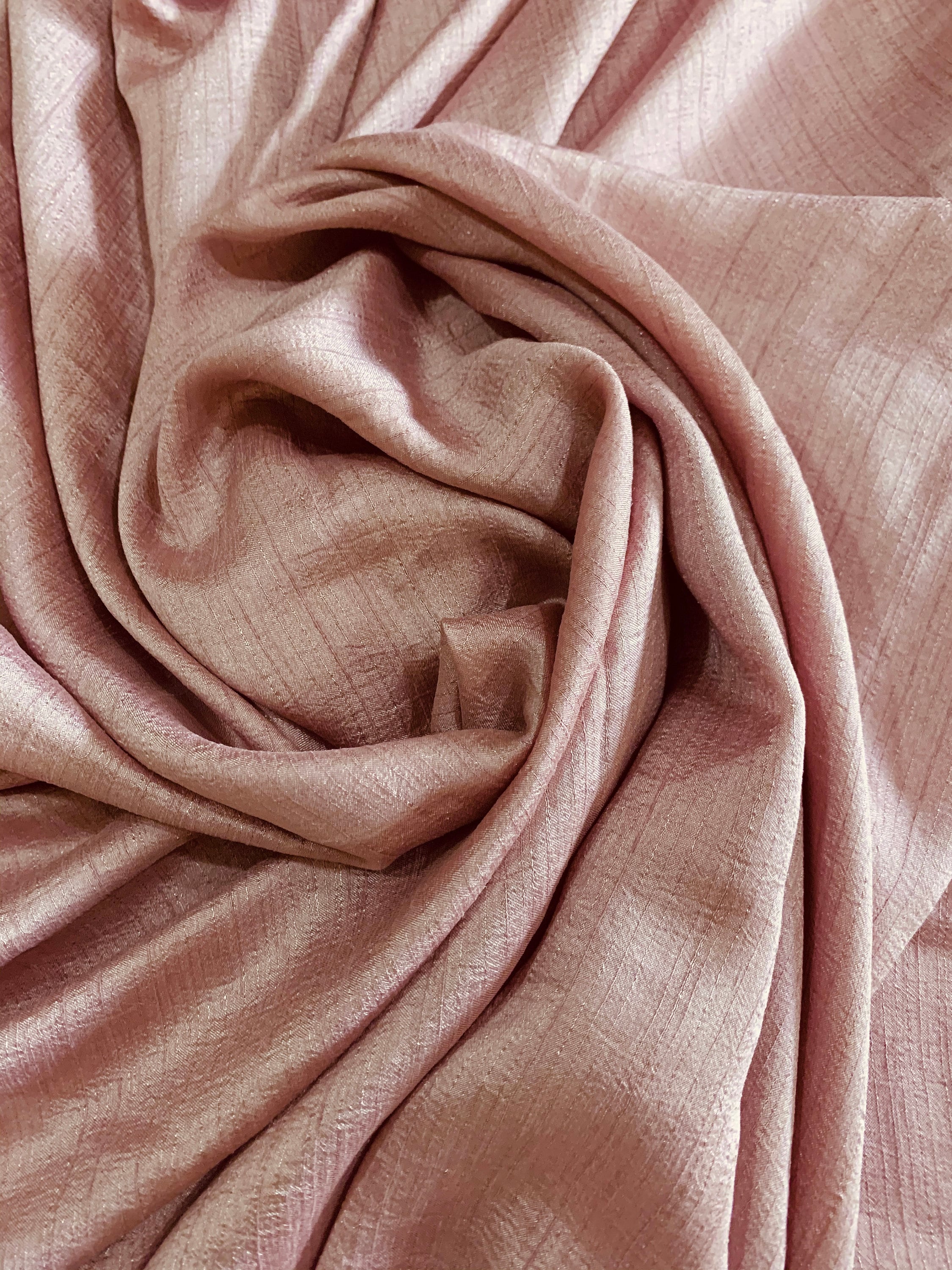 Soft silky Poly linen Satin Fabric, Art Silk Mushroom Pink, Plain Wedding Material, Bridesmaid 