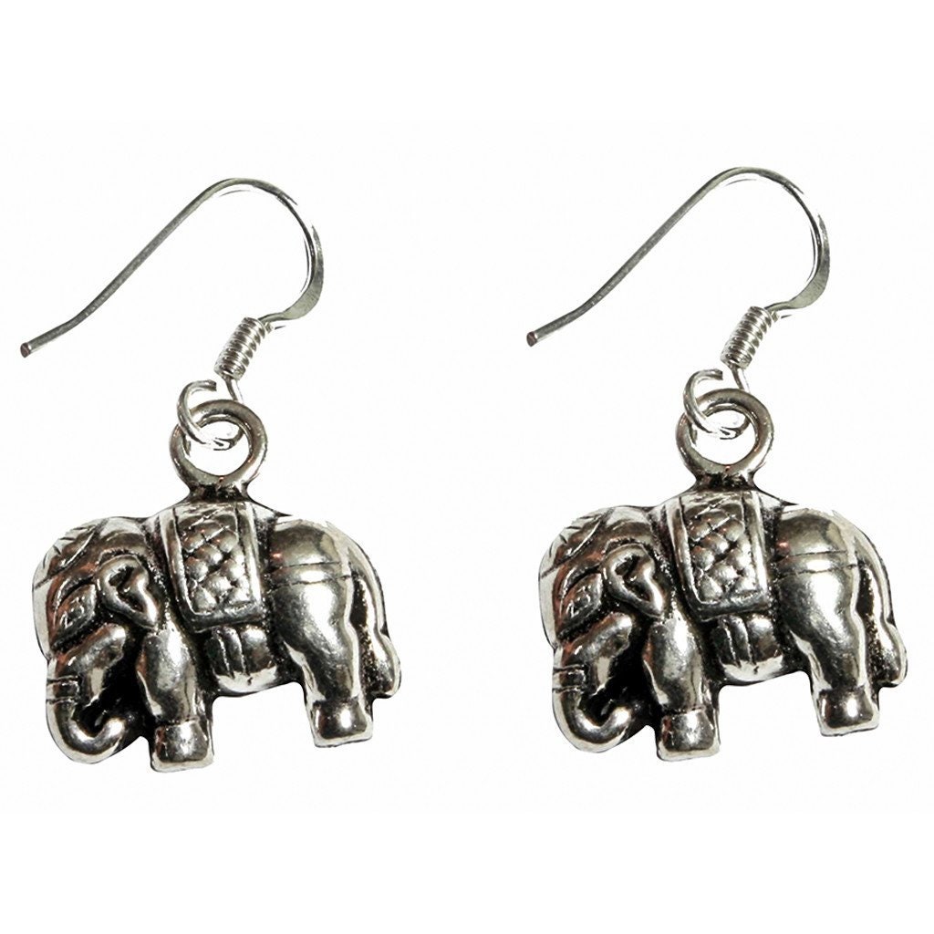 Orecchini A Pendente Elefante In Argento 925 Massiccio