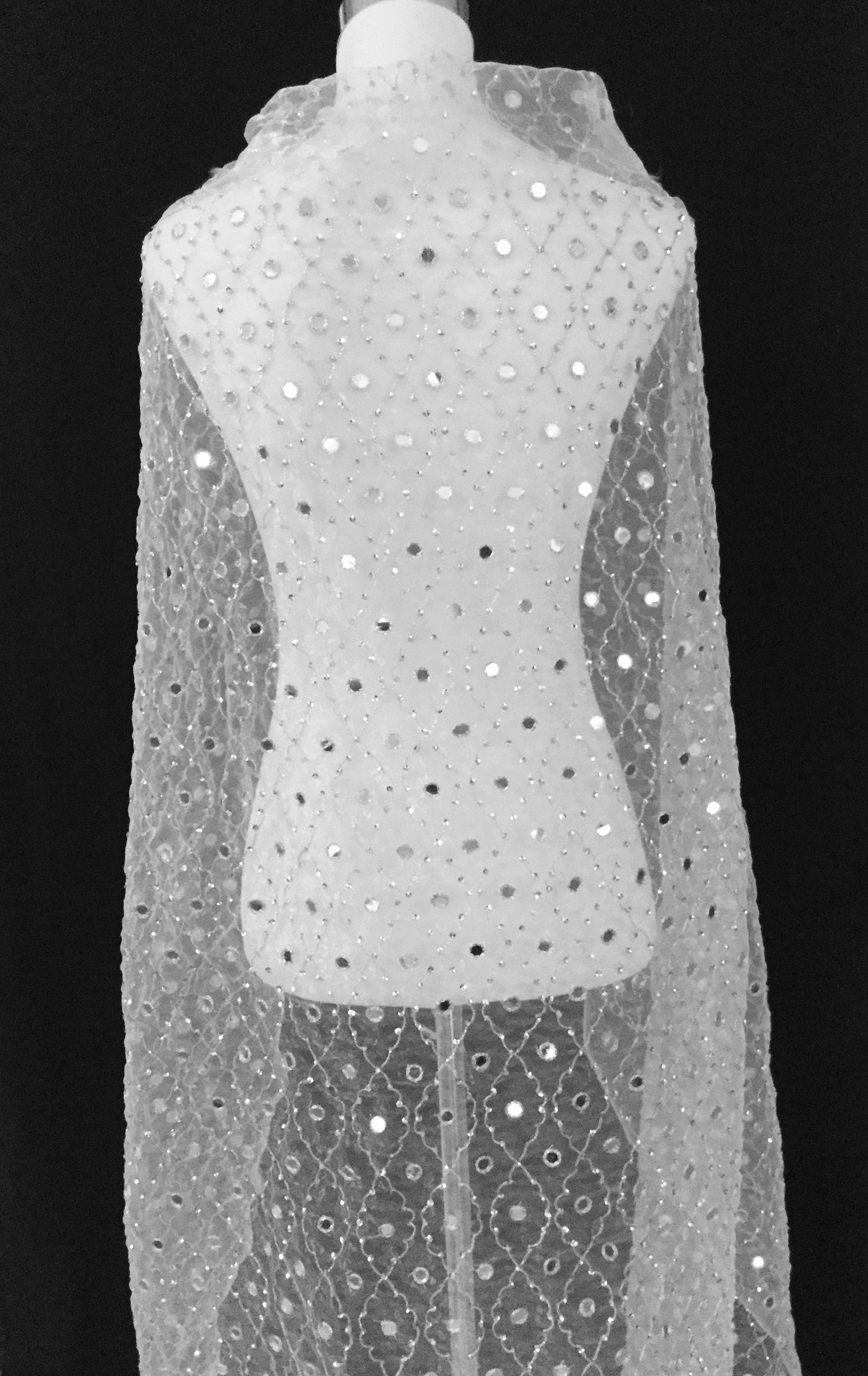 Hand Beaded Silver Organza With Metallic Threads Silver Etsy Australia