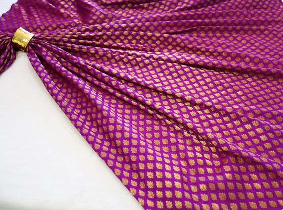 Art Silk Fabric Brocade Fabric Purple And Gold Art Silk Etsy