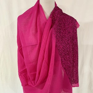 Seidenwolle Schal, Hand gestickt Pailletten Schal, Abendkleid Schal, Stola für die ganze Saison.