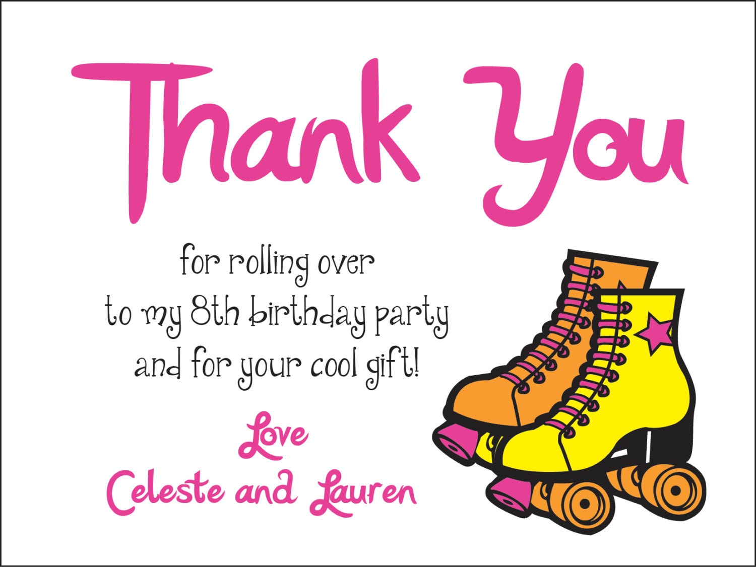 12 Roller Skate Thank You Cards | Etsy