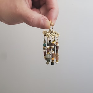 Vintage Brass Chandelier Earrings, Boho Rustic Jewelry