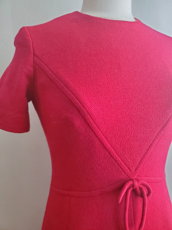 50s Ruby Red Wool Holiday Wiggle Dress - image 2