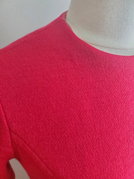 50s Ruby Red Wool Holiday Wiggle Dress - image 3