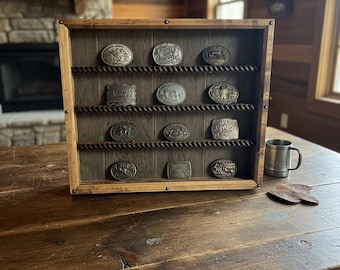 Limited Edition Rustic Western Buckle Display, American Hickory