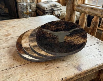 Longhorn Cowhide Coasters (Set of 4)