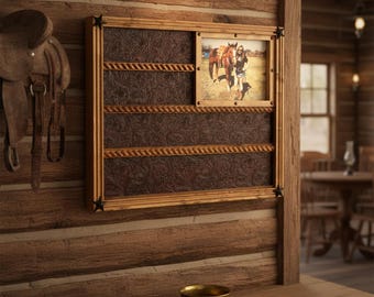 Handcrafted Rodeo Buckle Display Case – 14 Buckles, 8x10 Picture Frame