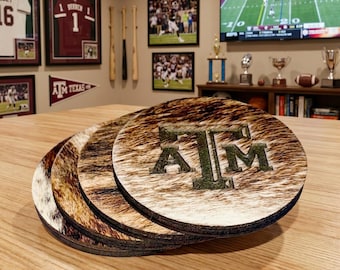 Texas A&M Cowhide Coasters (set of 4)