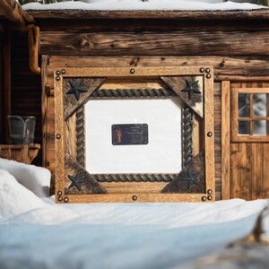 8x10 Red Oak Shadow Box Style  Rustic Western Picture Frame