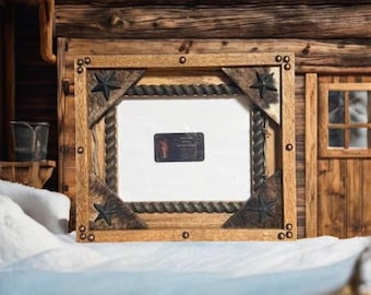 8x10 Red Oak Shadow Box Style  Rustic Western Picture Frame