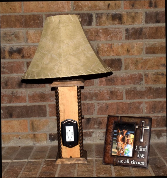 Rustic table lamp sale with usb port