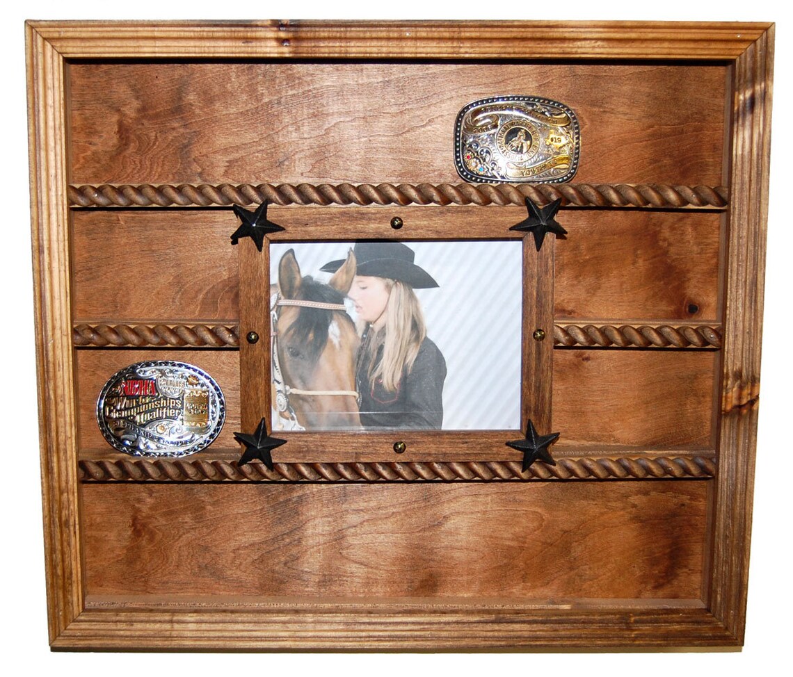 Belt Buckle Display Case With 8x10 Picture Frame Trophy Etsy