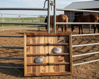 Rustic Western Buckle Display, Solid Birch, Rodeo Award Holder