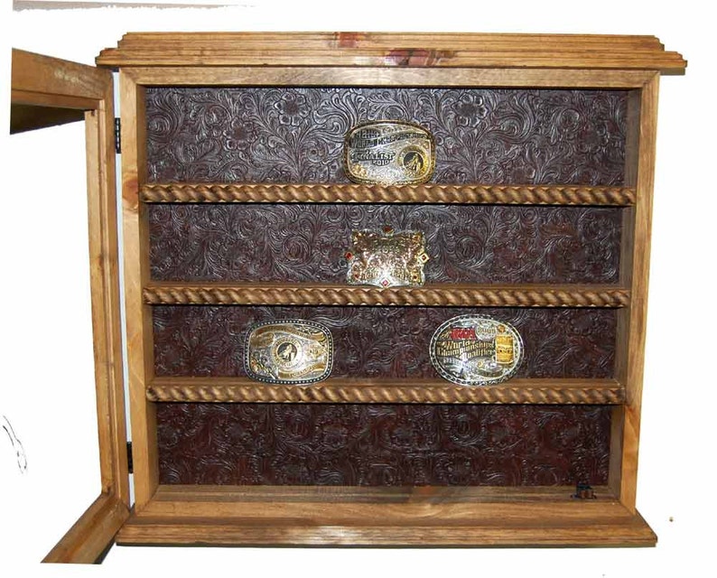 Rustic Glass Door Western Buckle Display Holds 20 Trophy Etsy