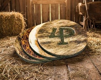 Your Brand on Cowhide Coasters (Set of 4)