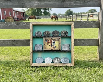 Handcrafted Rodeo Belt Buckle Display Case – Rustic Western Trophy Frame