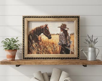 12" x 16" Rustic Equestrian Print in Handcrafted Rustic Frame
